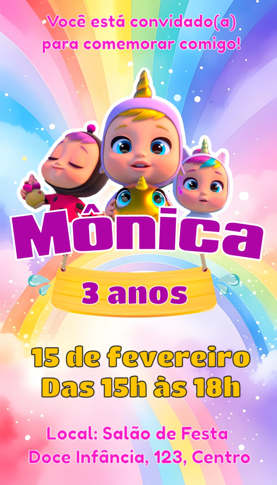 Convite de Aniversário Cry Babies Magic Tears para Editar