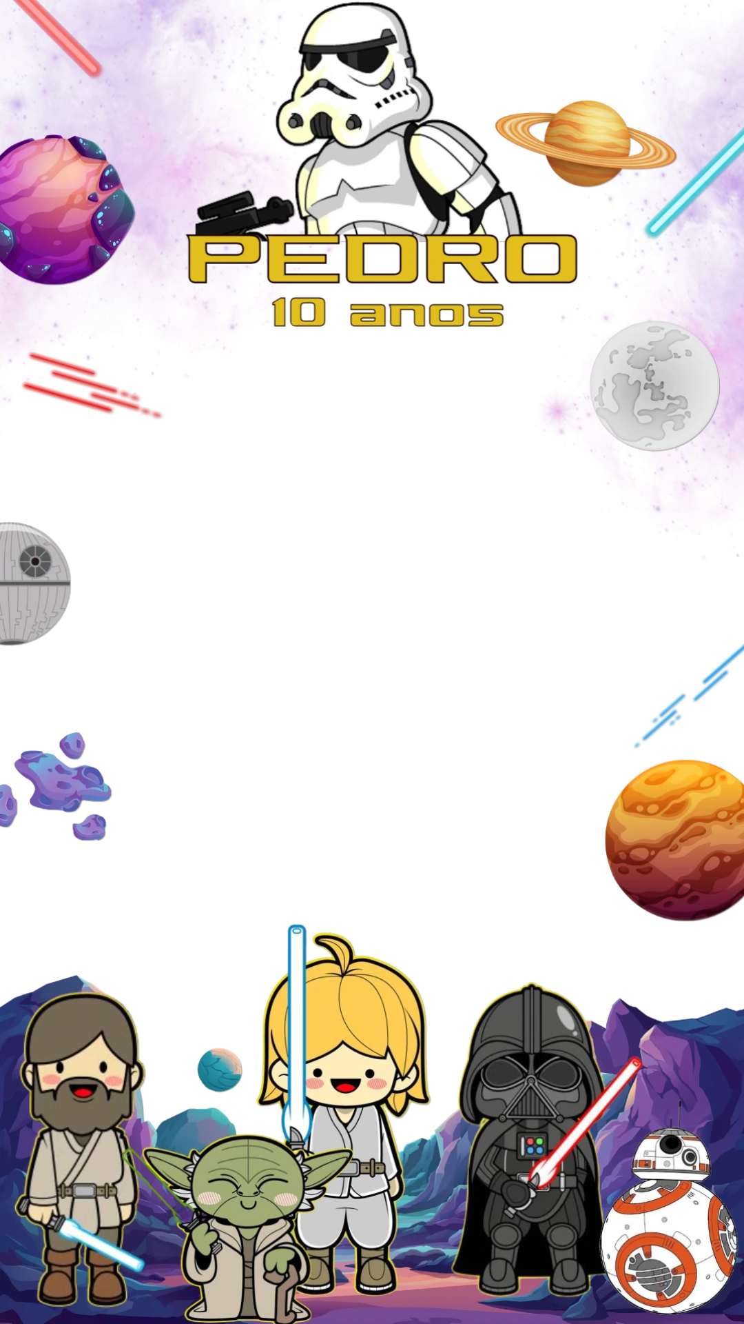 Moldura para Story Aniversário Star Wars para Editar Online