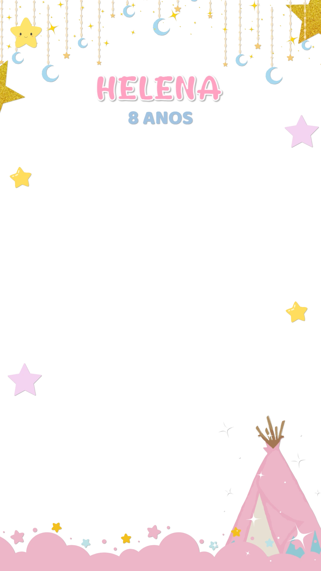 Moldura Aniversário Brilha Brilha Estrelinha para Editar Online
