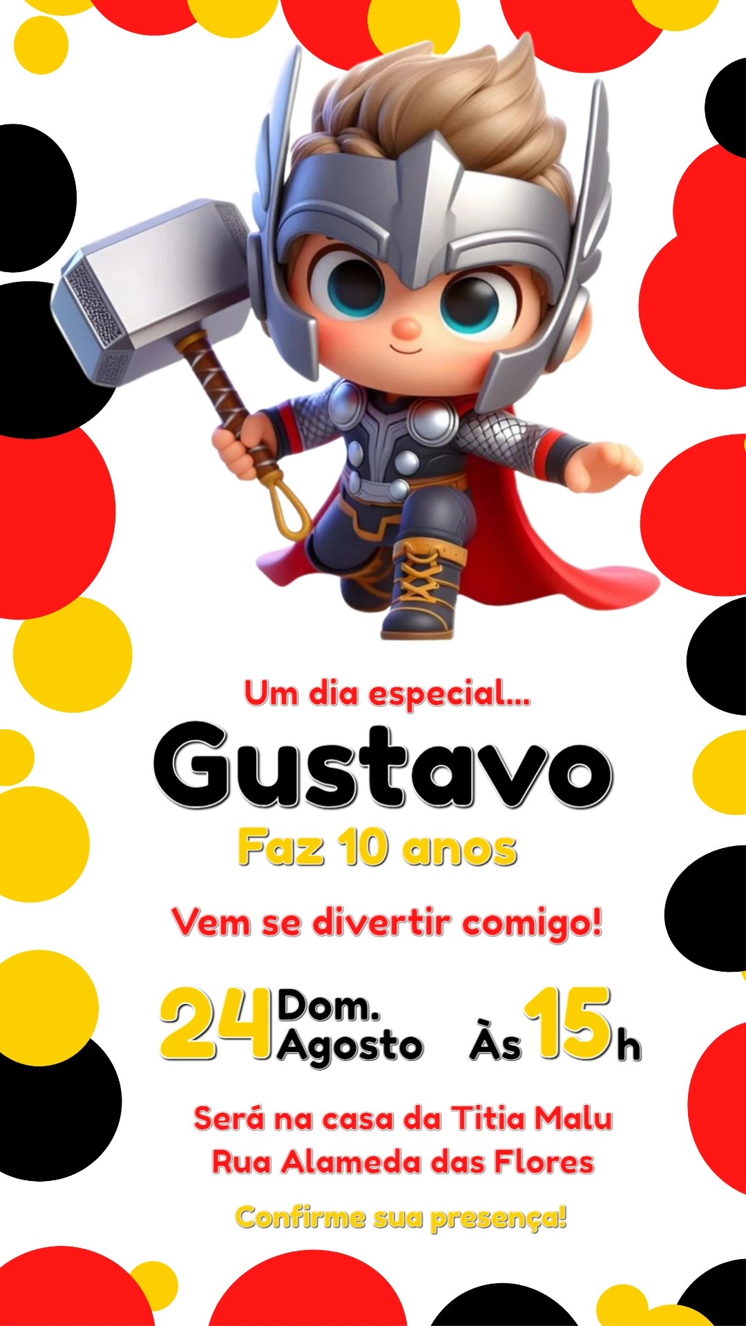 Convite Digital Aniversário Infantil Thor para Editar e Enviar