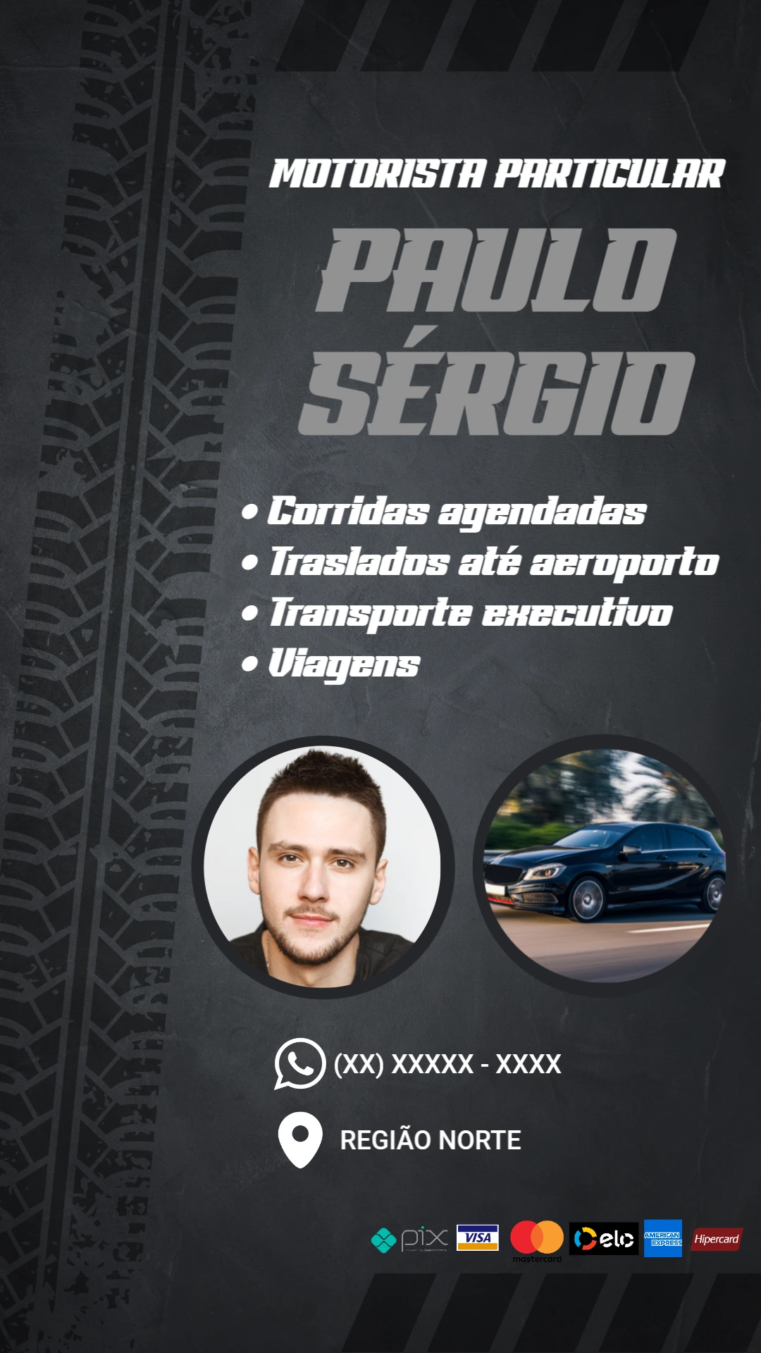 Cartão de Visita Motorista Particular Moderno para Editar Online