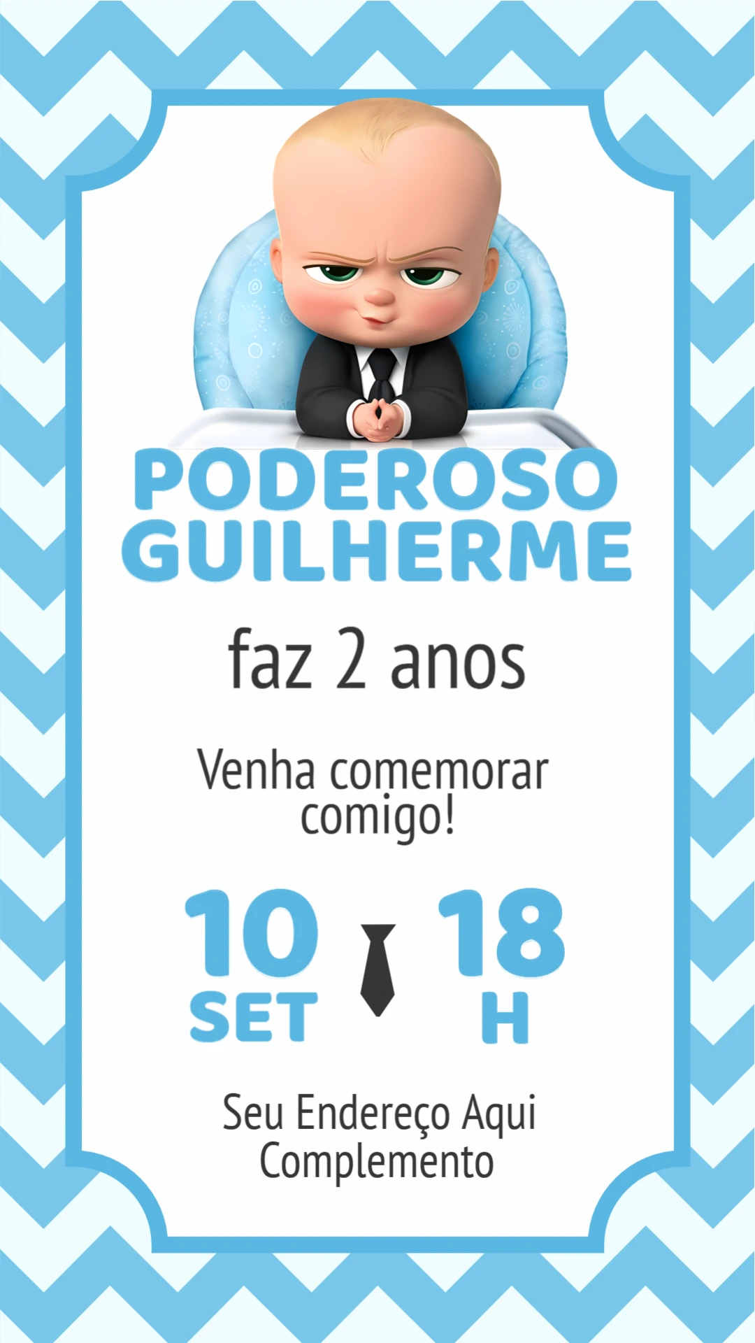 Convite Aniversário Poderoso Chefinho para Editar Online