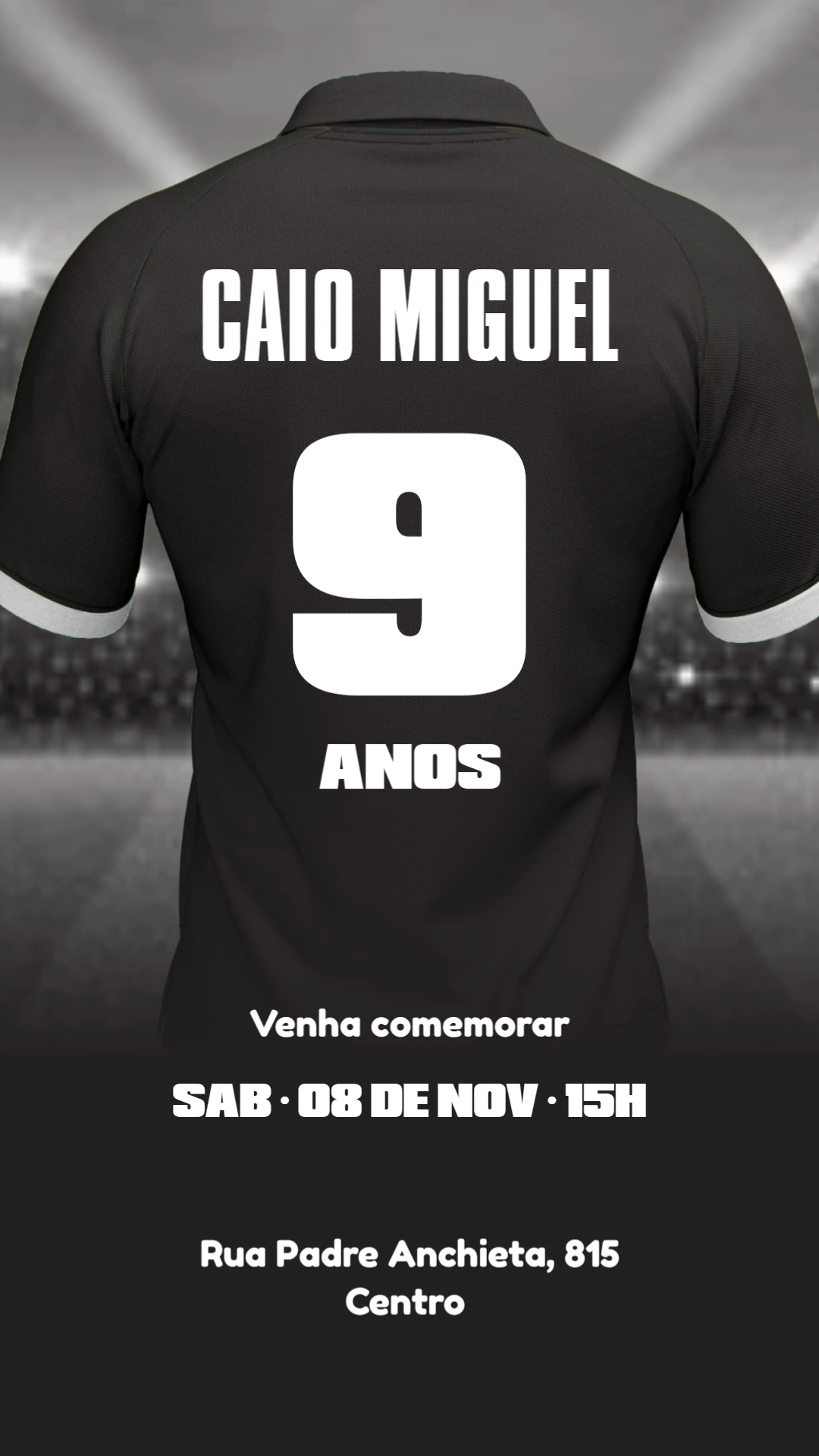 Convite de Aniversário Futebol Camisa de Time para Editar Online