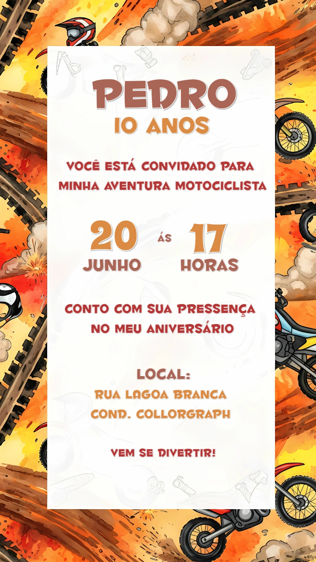 Convite de Aniversário Motocross Radical para Editar Online