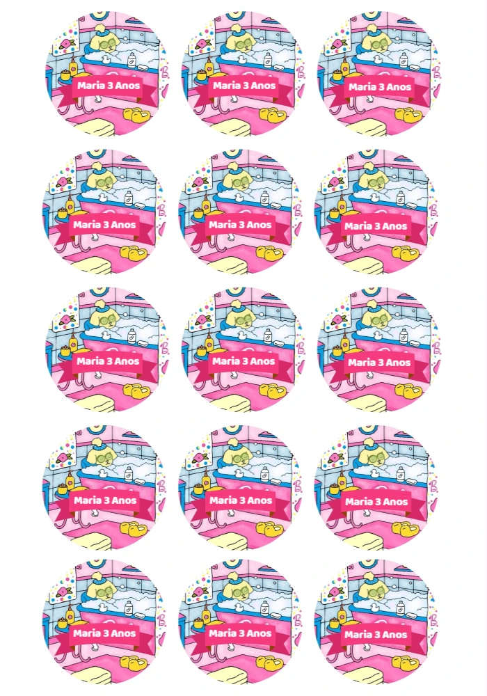 Tag de Aniversário Infantil Estilo Fofo para Editar Online