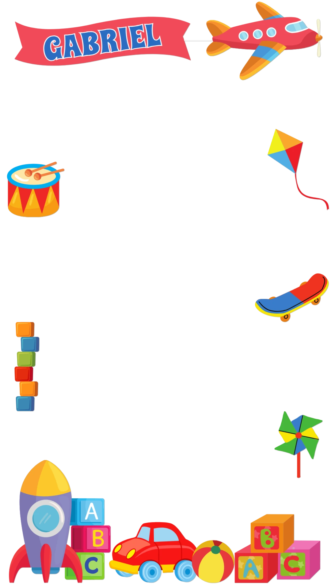 Moldura Aniversário Fábrica de Brinquedos para Editar Online