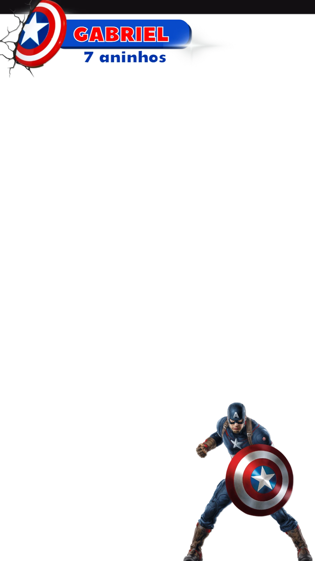 Moldura Aniversário Capitão América para Stories para Editar