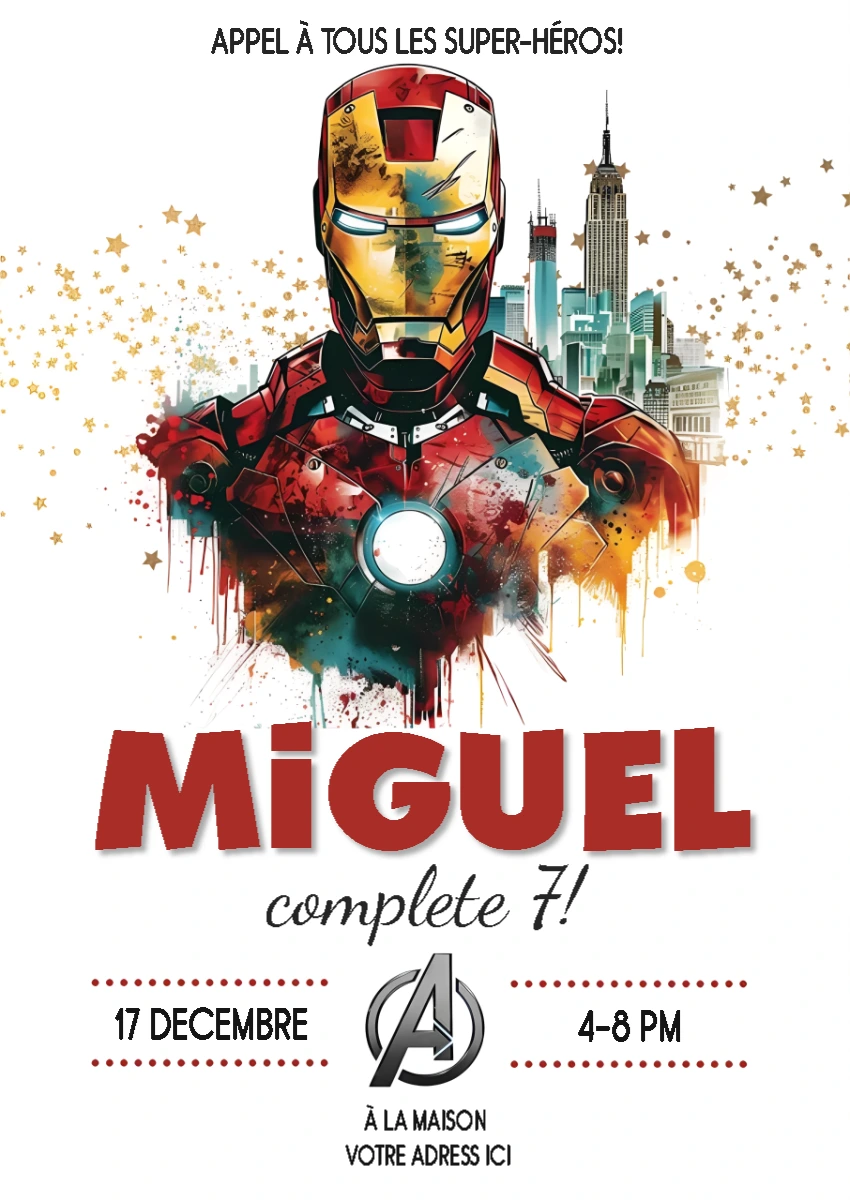 Invitation d'anniversaire Iron Man