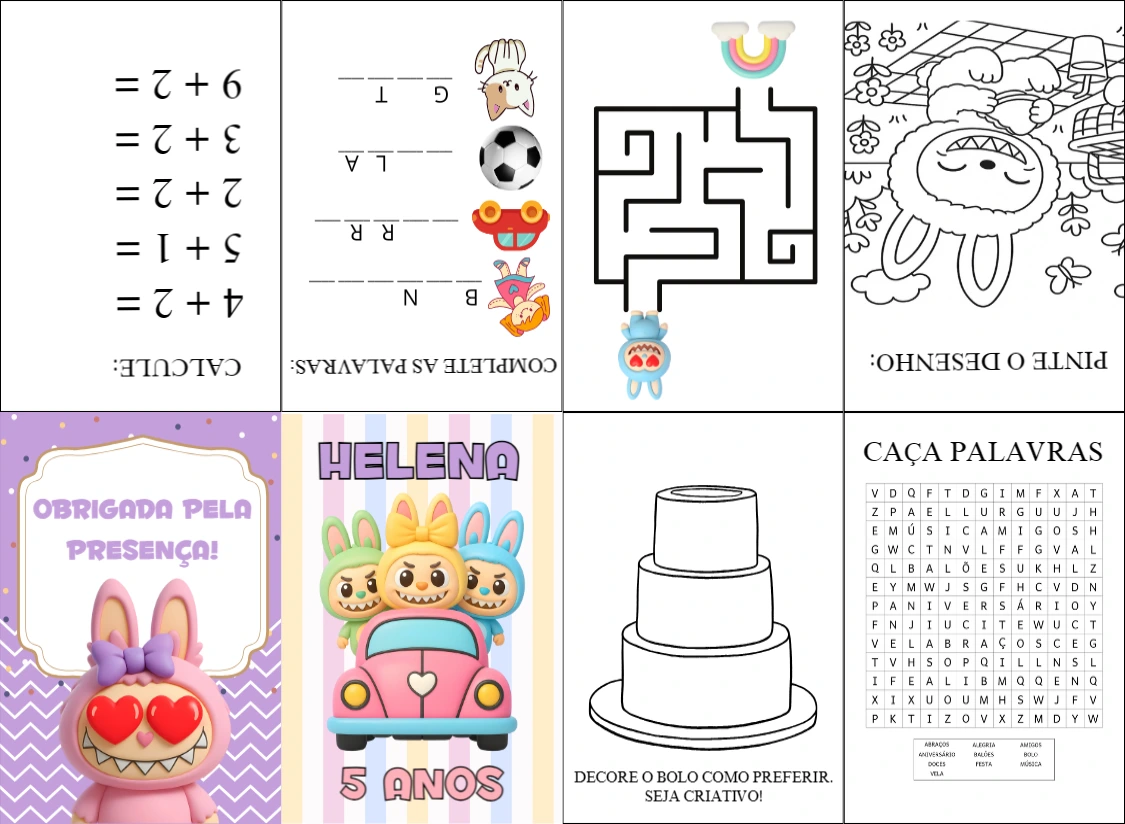 Lembrancinha Livro de Atividades Aniversário Coelhinhos para Editar