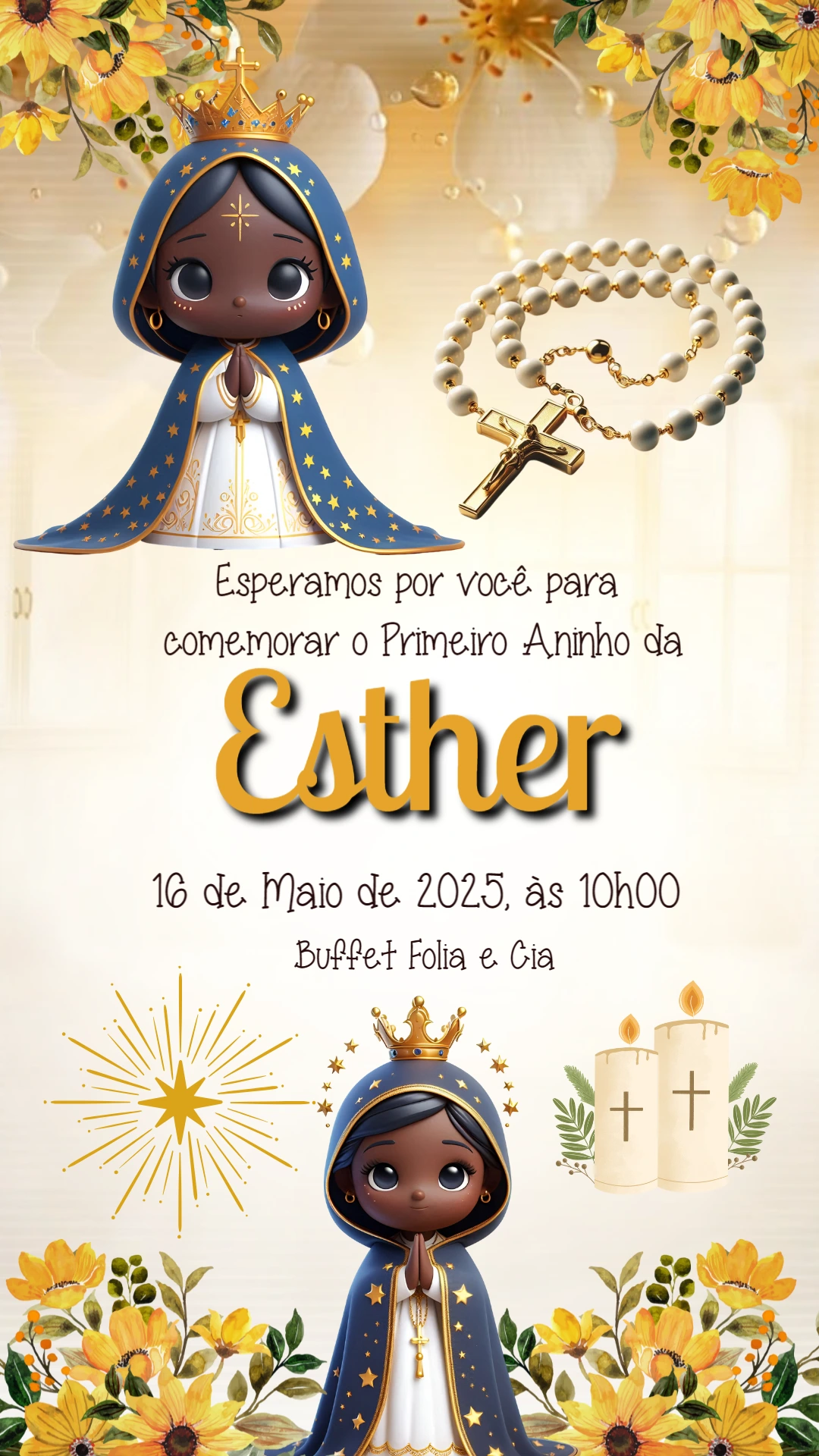 Convite Aniversário Nossa Senhora Aparecida para Editar Online