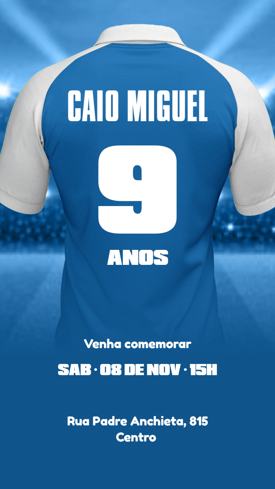 Convite Aniversário Futebol Camisa de Time para Editar Online