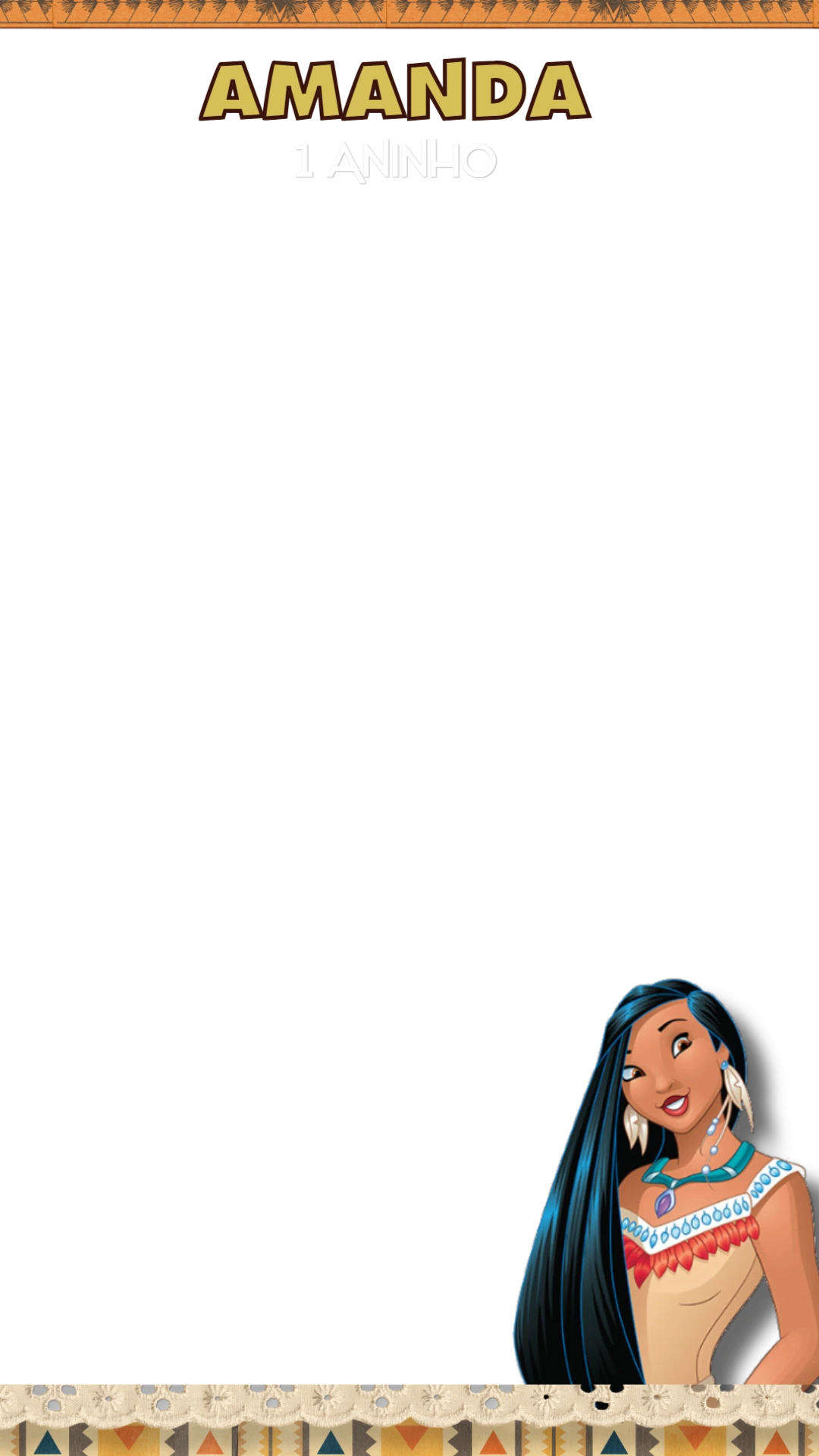 Moldura para Stories de Aniversário Pocahontas Editável