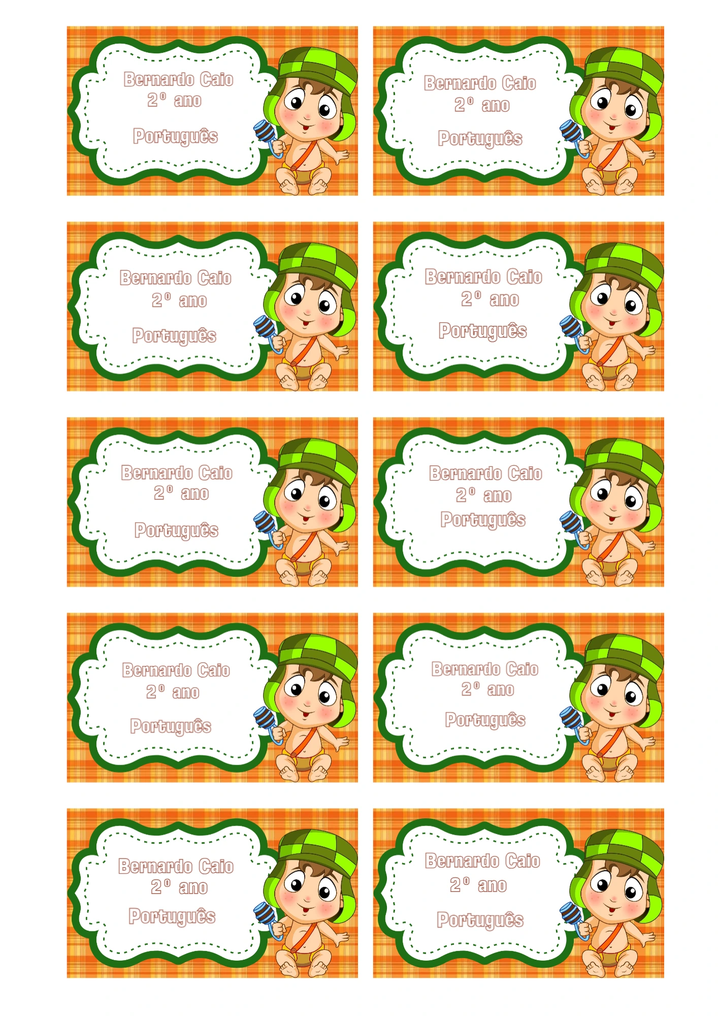 Etiqueta Escolar Chaves Baby Fofa para Editar e Imprimir