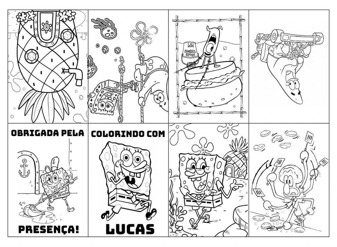 Livrinho de Colorir Bob Esponja Editável para Imprimir