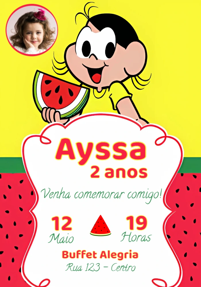 Convite Aniversário Magali com Foto para Editar Online