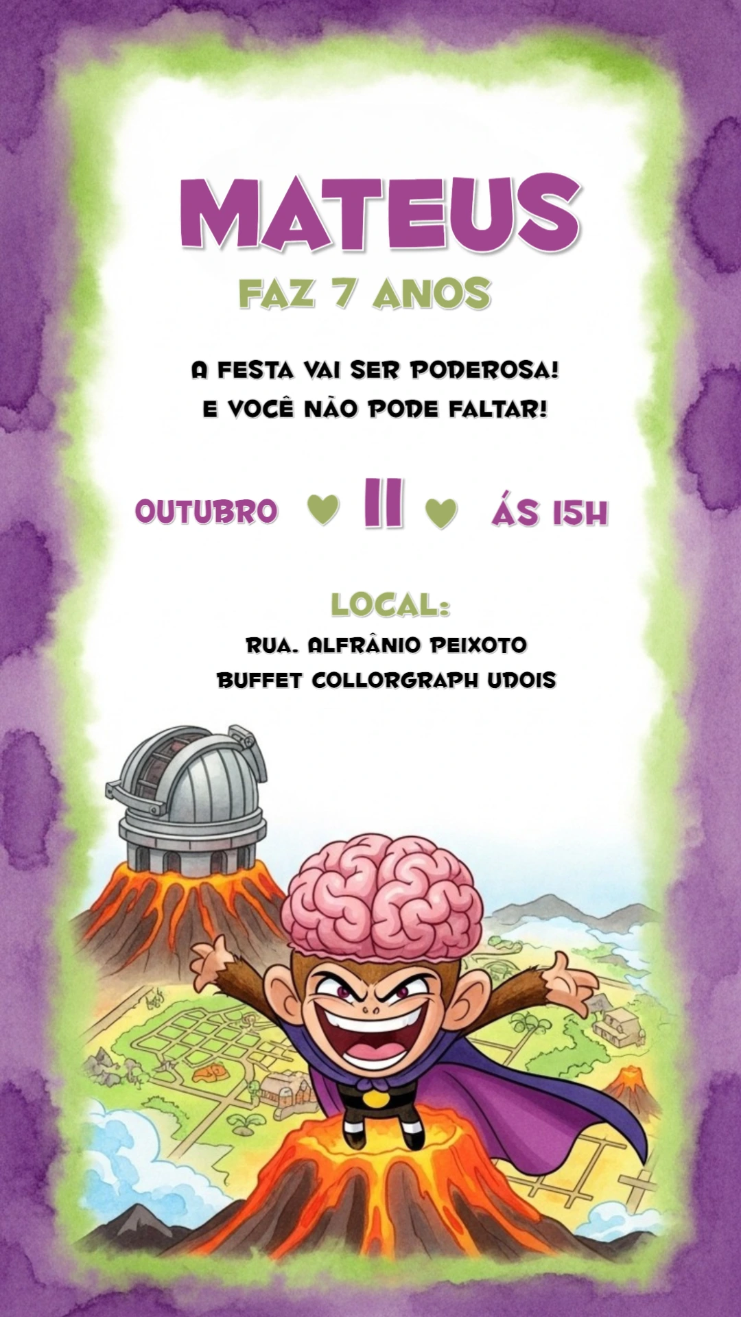 Convite de Aniversário Macaco Louco para Editar Online