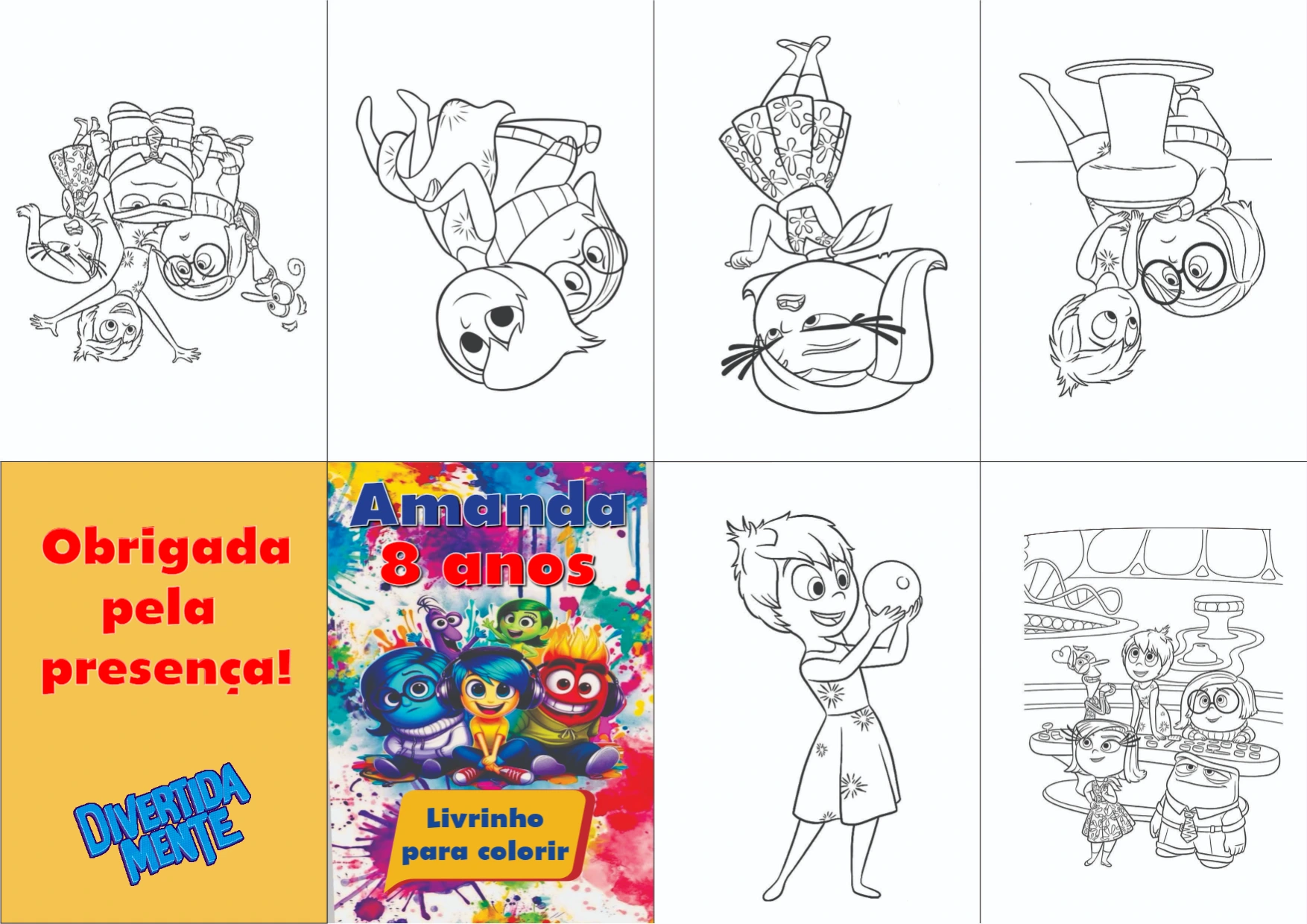 Livrinho de Colorir Divertida Mente Aniversário para Editar
