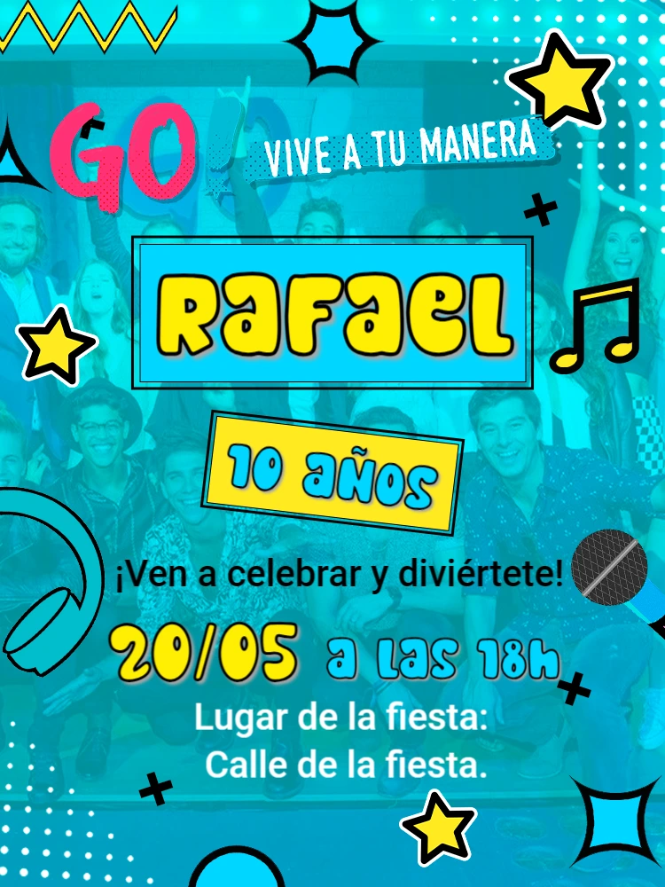 Invitación de Cumpleaños Go! Vive a tu manera para Editar Online