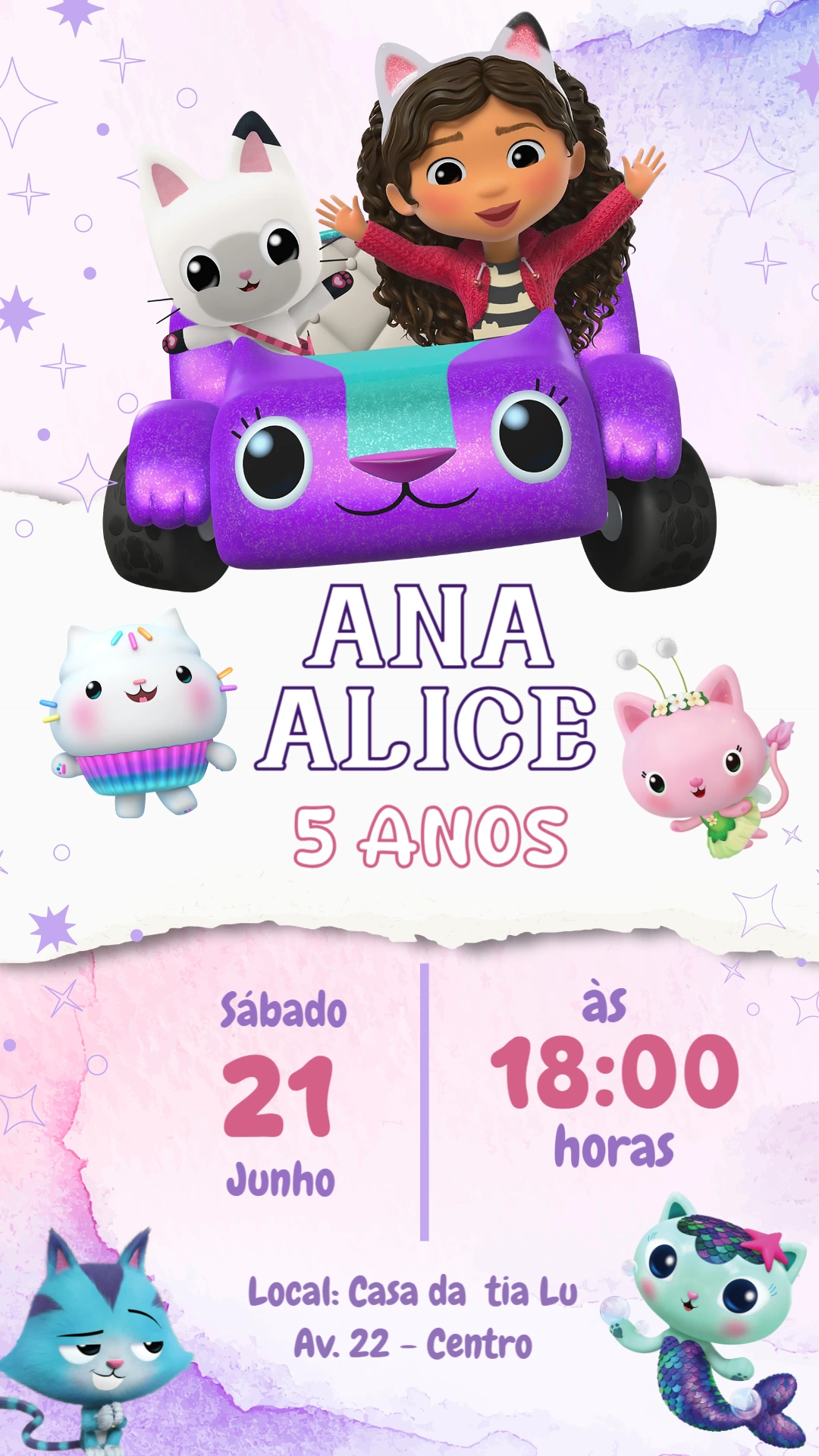 Convite Aniversário A Casa Mágica da Gabby para Editar