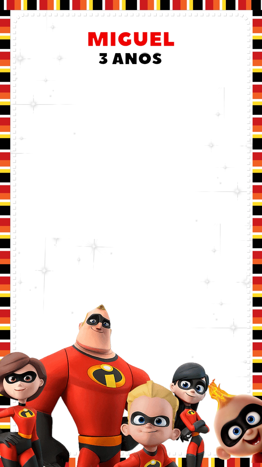 Moldura de Aniversário Os Incríveis para Editar Online