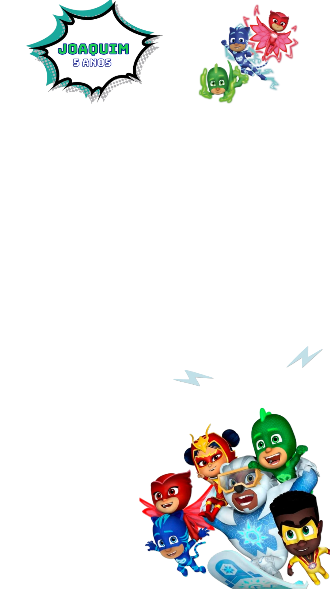 Moldura para Stories Aniversário PJ Masks para Editar Online