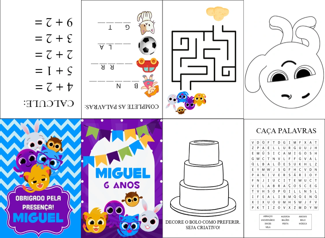 Mini Livro de Atividades Bolofofos Editável para Festa Infantil