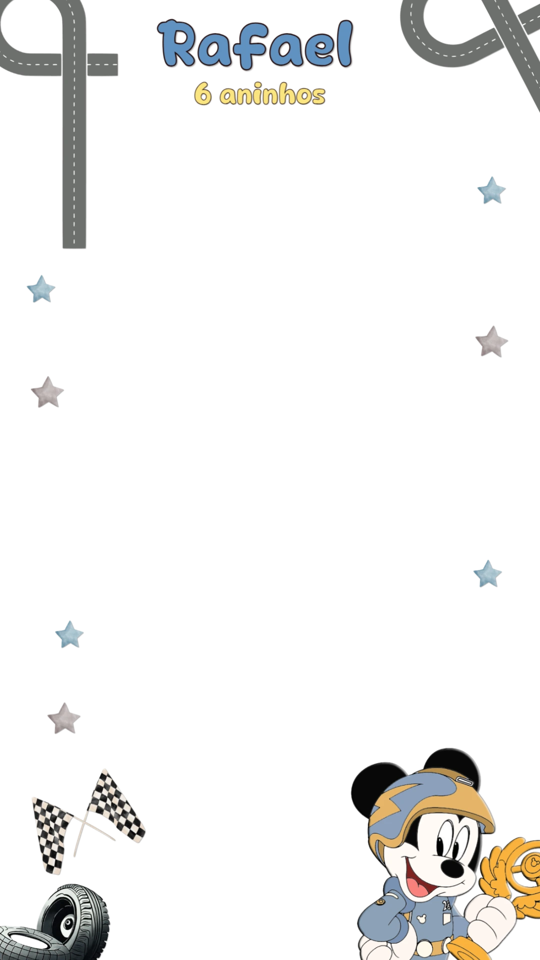 Moldura Story Aniversário Mickey Corrida para Editar Online
