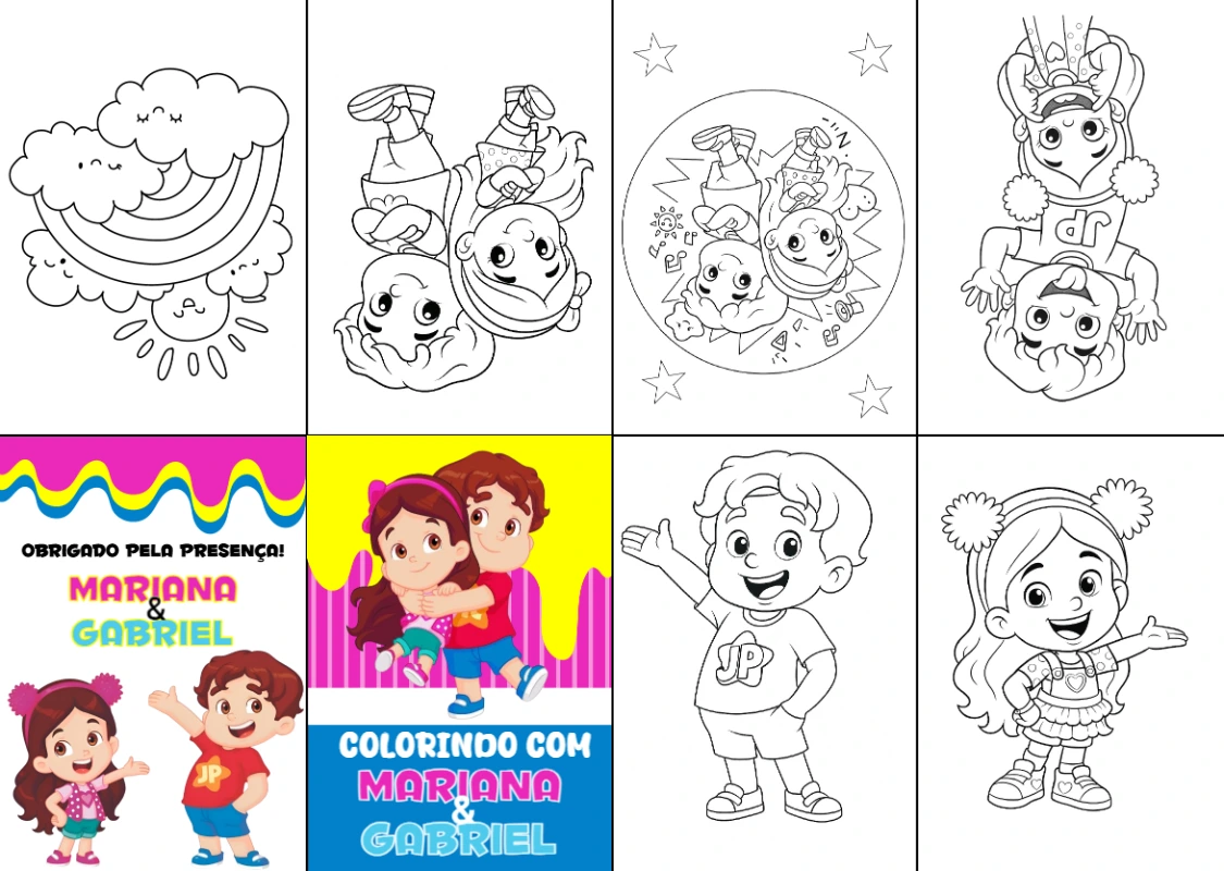Livro de Colorir Maria Clara e JP para Editar Online