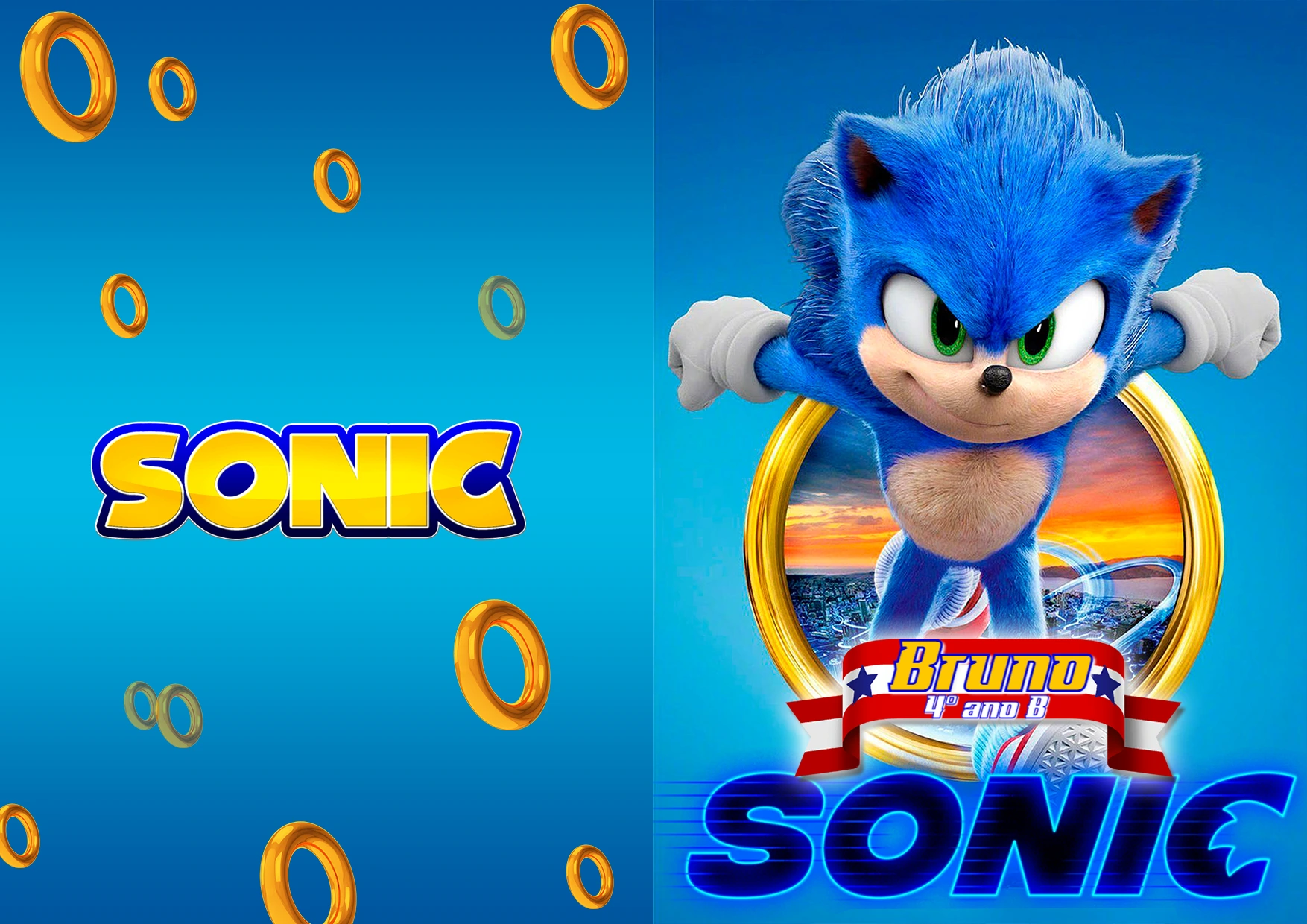 Etiqueta Escolar Sonic com Personagens para Editar Online