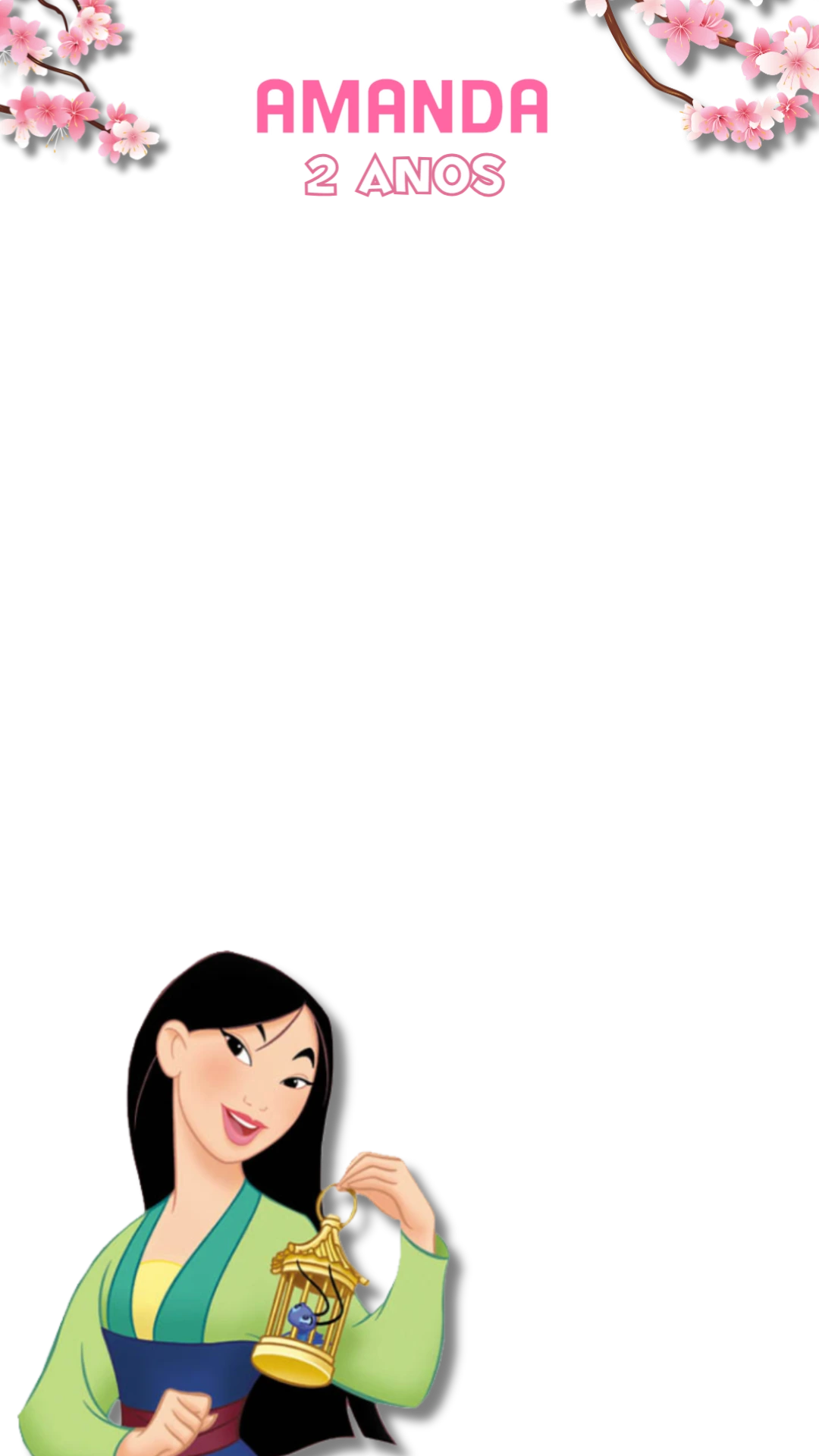 Moldura de Aniversário Mulan para Stories para Editar Online