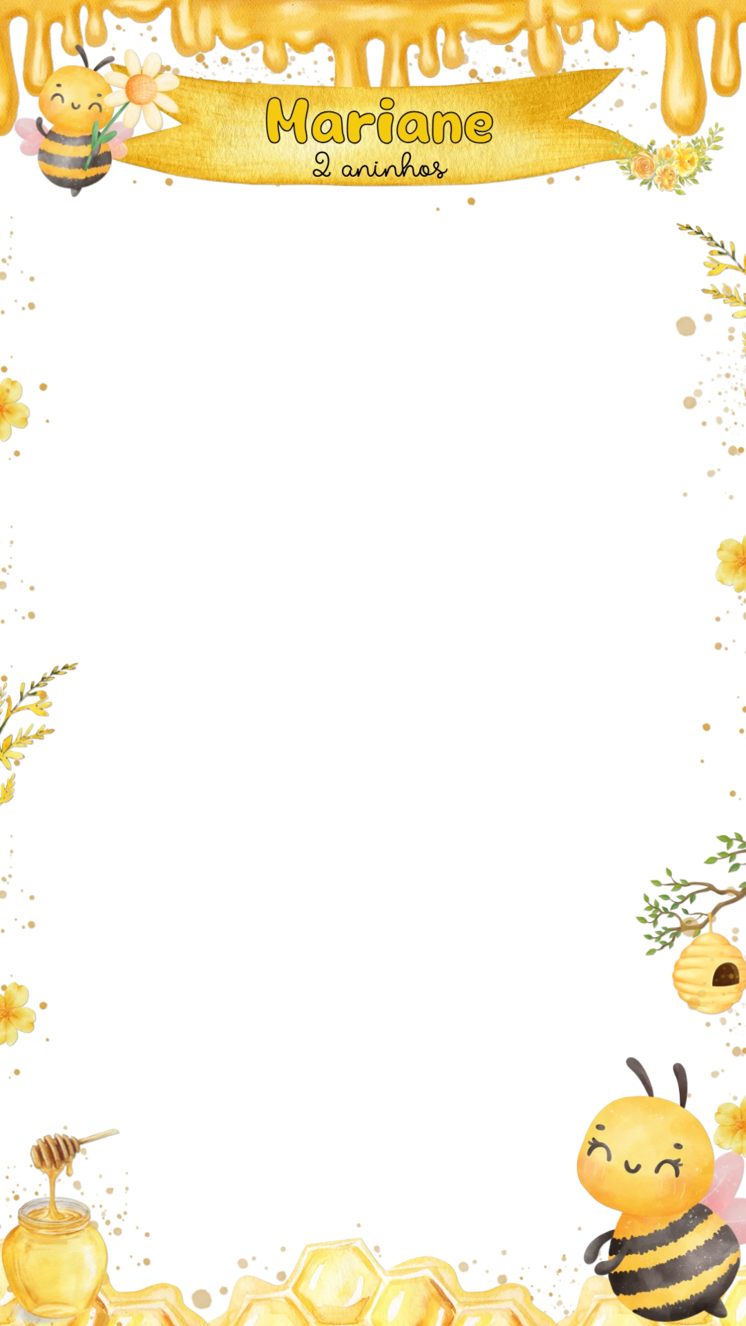 Moldura de Aniversário Abelhinha para Stories para Editar Online