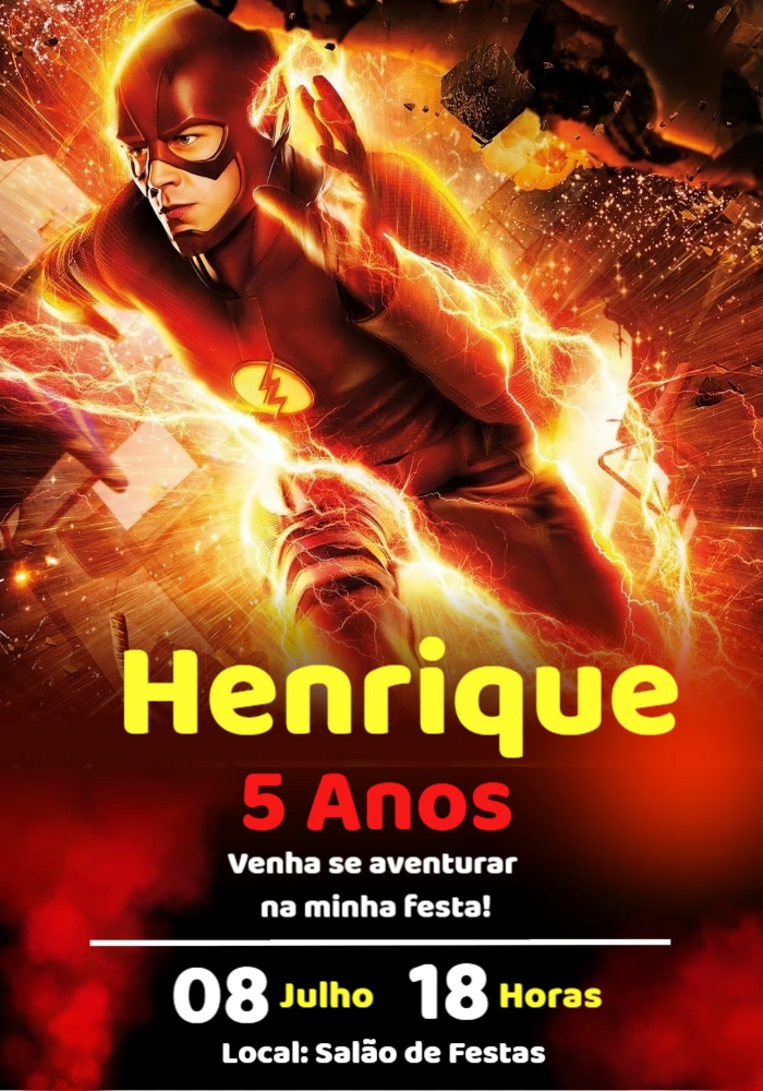 Convite de Aniversário The Flash para Editar Online