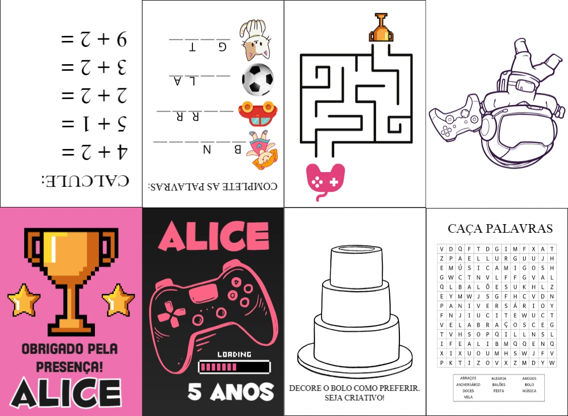 Lembrancinha Aniversário Gamer: Livro de Atividades para Editar