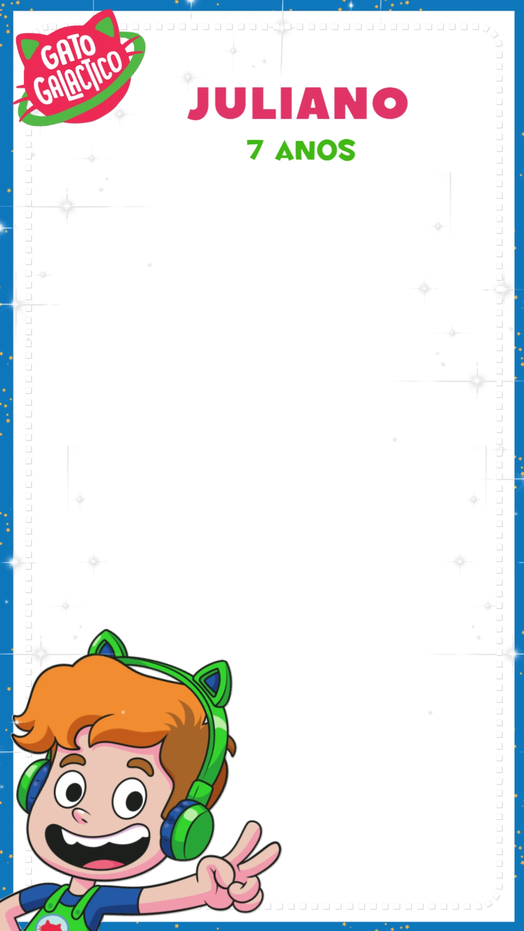 Moldura Aniversário Gato Galáctico para Stories para Editar Online
