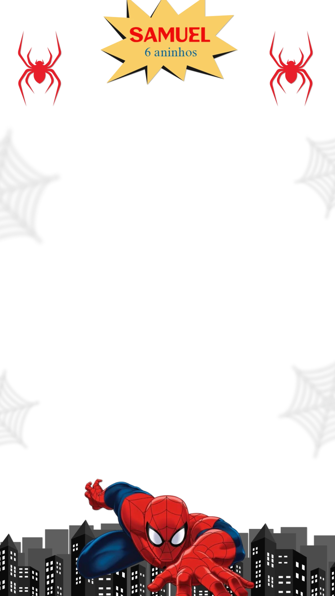 Moldura Story Aniversário Homem Aranha para Editar