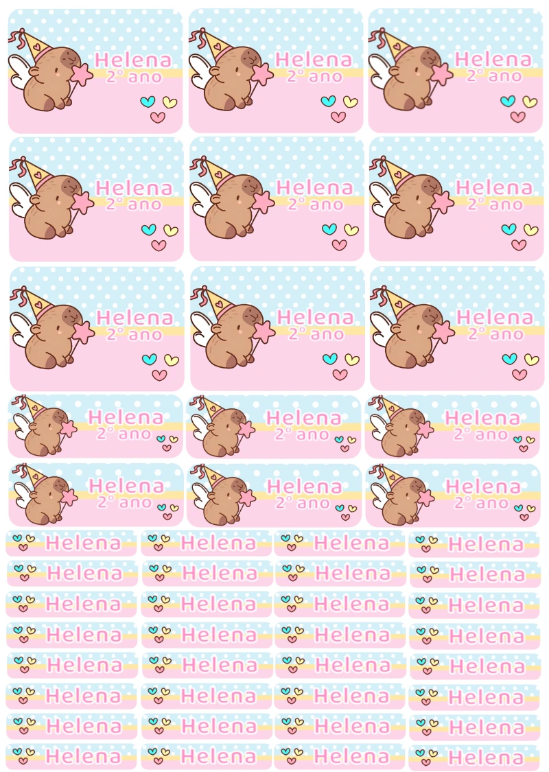 Etiqueta Escolar Capivara Fofa para Editar e Imprimir Online