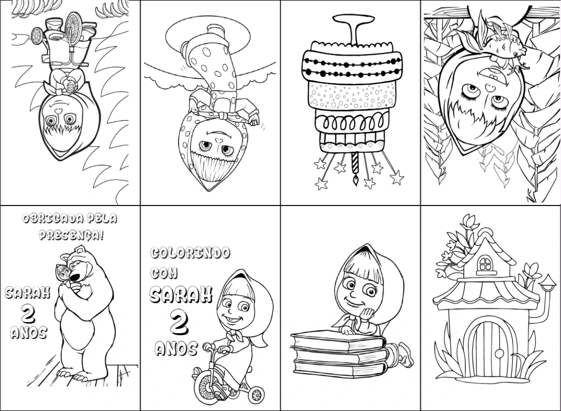 Mini Livro de Colorir Masha e o Urso para Editar Online
