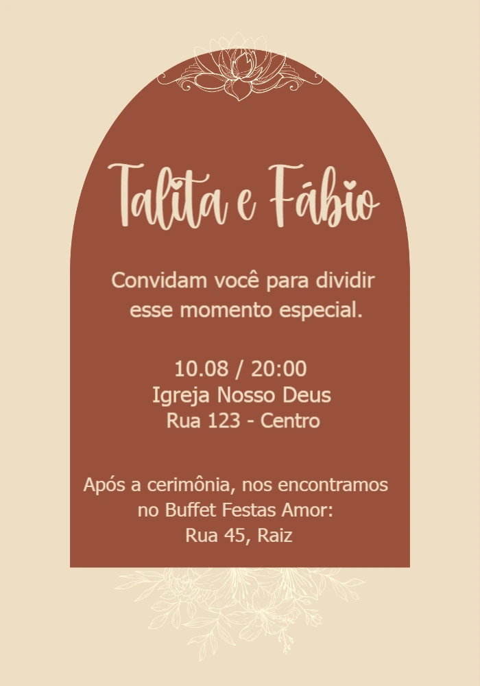 Convite de Casamento Moderno em Arco para Editar Online