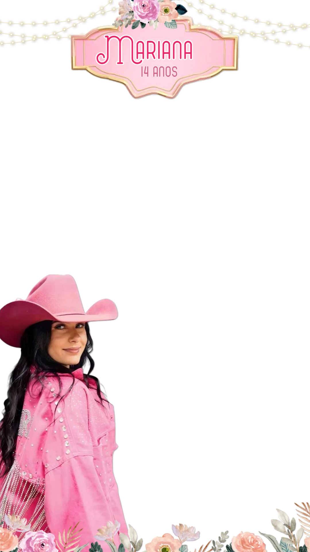 Story de Aniversário Cowgirl Rosa para Editar Online