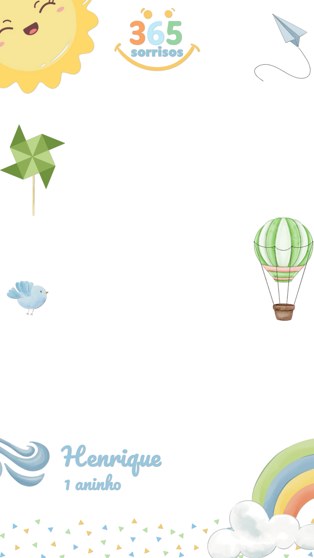 Moldura Story Aniversário Infantil Céu Divertido para Editar