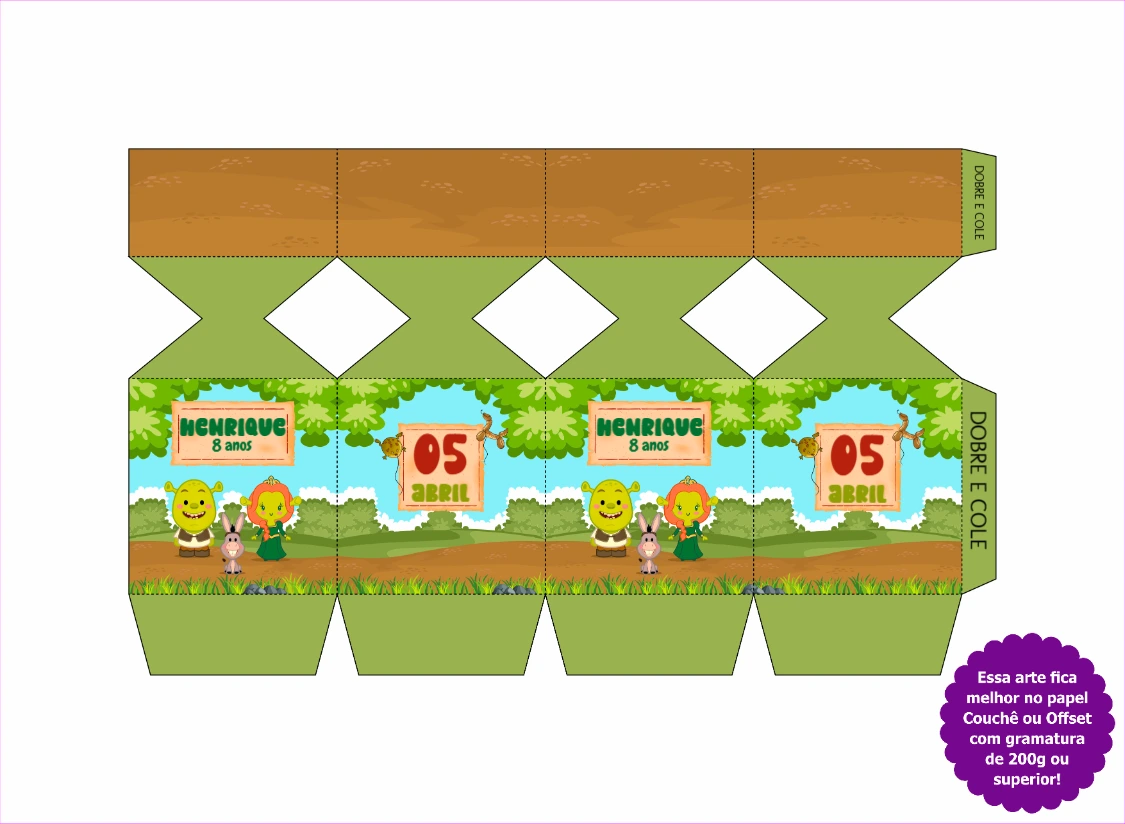 Caixa Meia Bala Shrek Editável Online para Aniversário