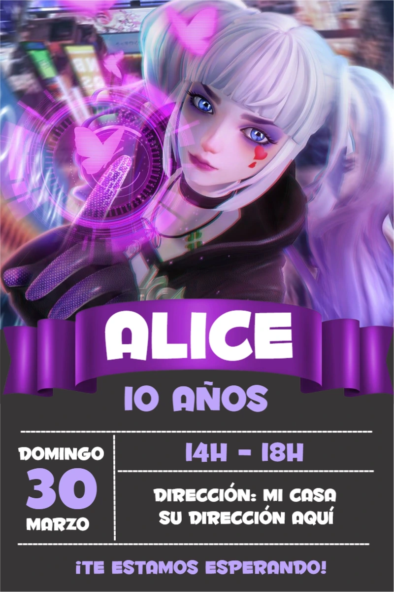 Invitación de Cumpleaños Gamer Futurista para Editar Online