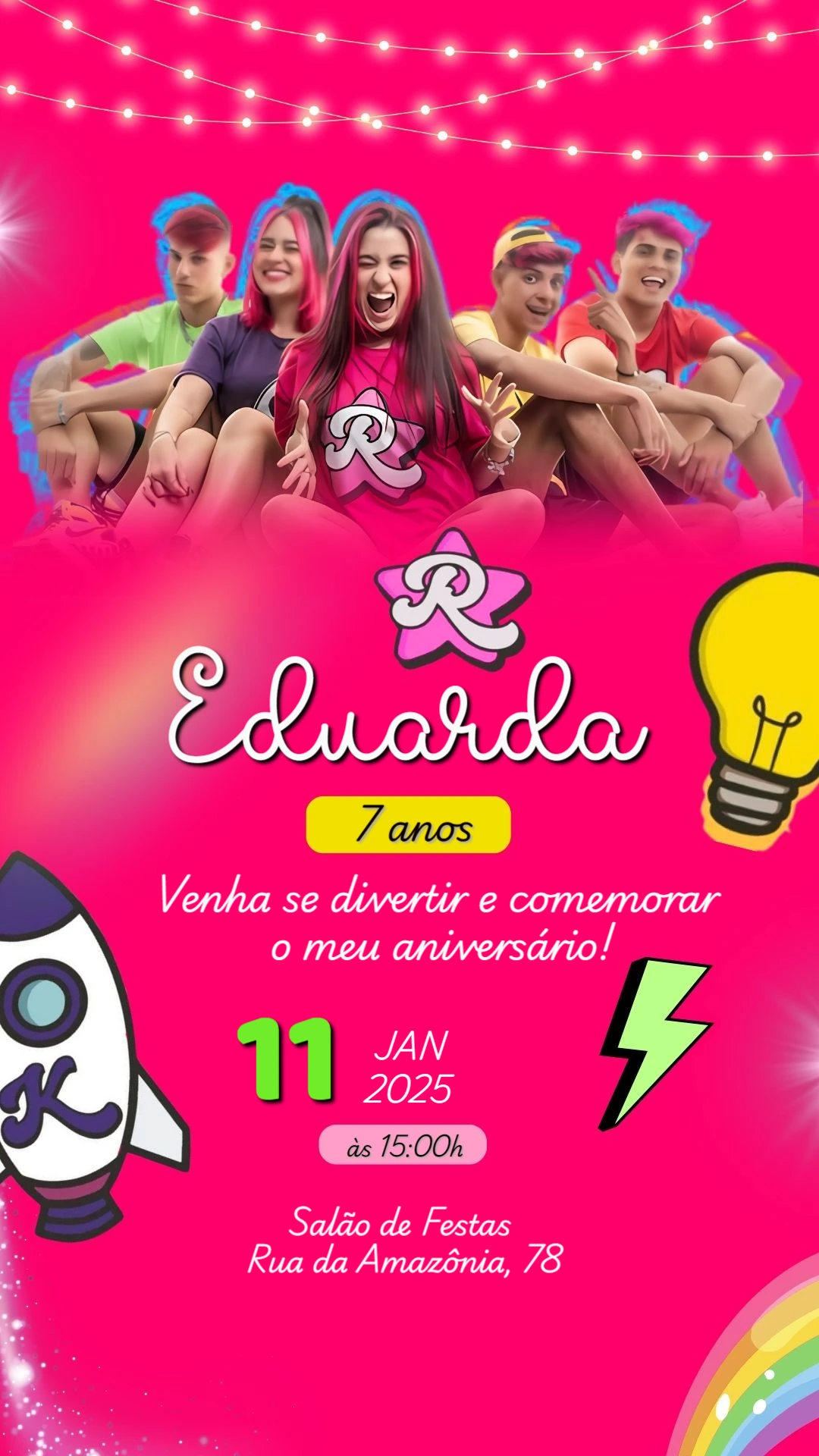 Convite de Aniversário Emilly Vick com Foto para Editar Online