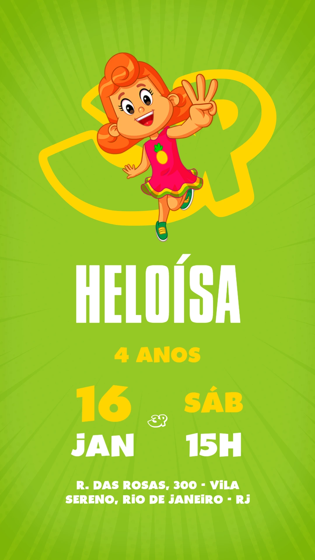 Convite Aniversário 3 Palavrinhas com a Sarah para Editar Online