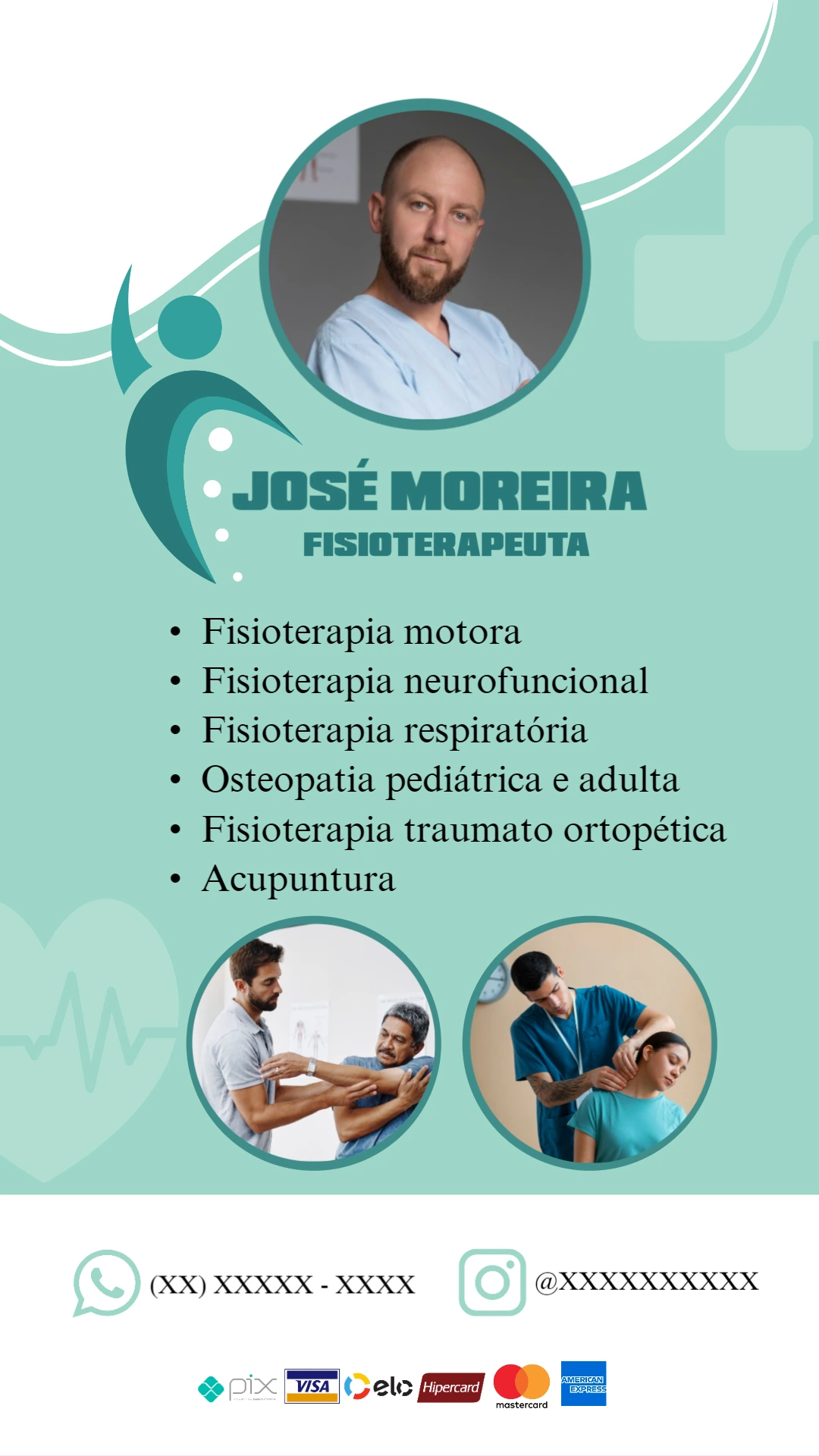 Cartão de Visita Fisioterapeuta com Foto Editável Online