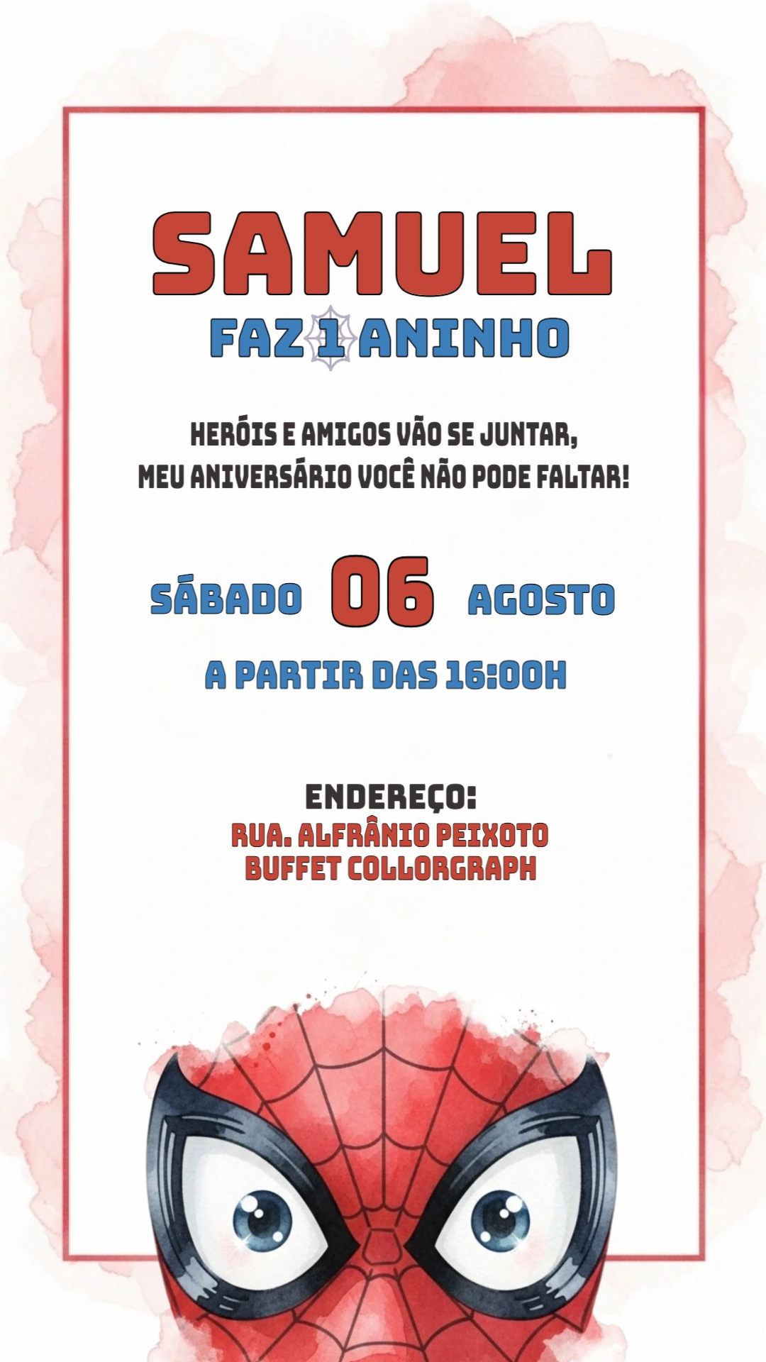 Convite de Aniversário Homem Aranha para Editar Online