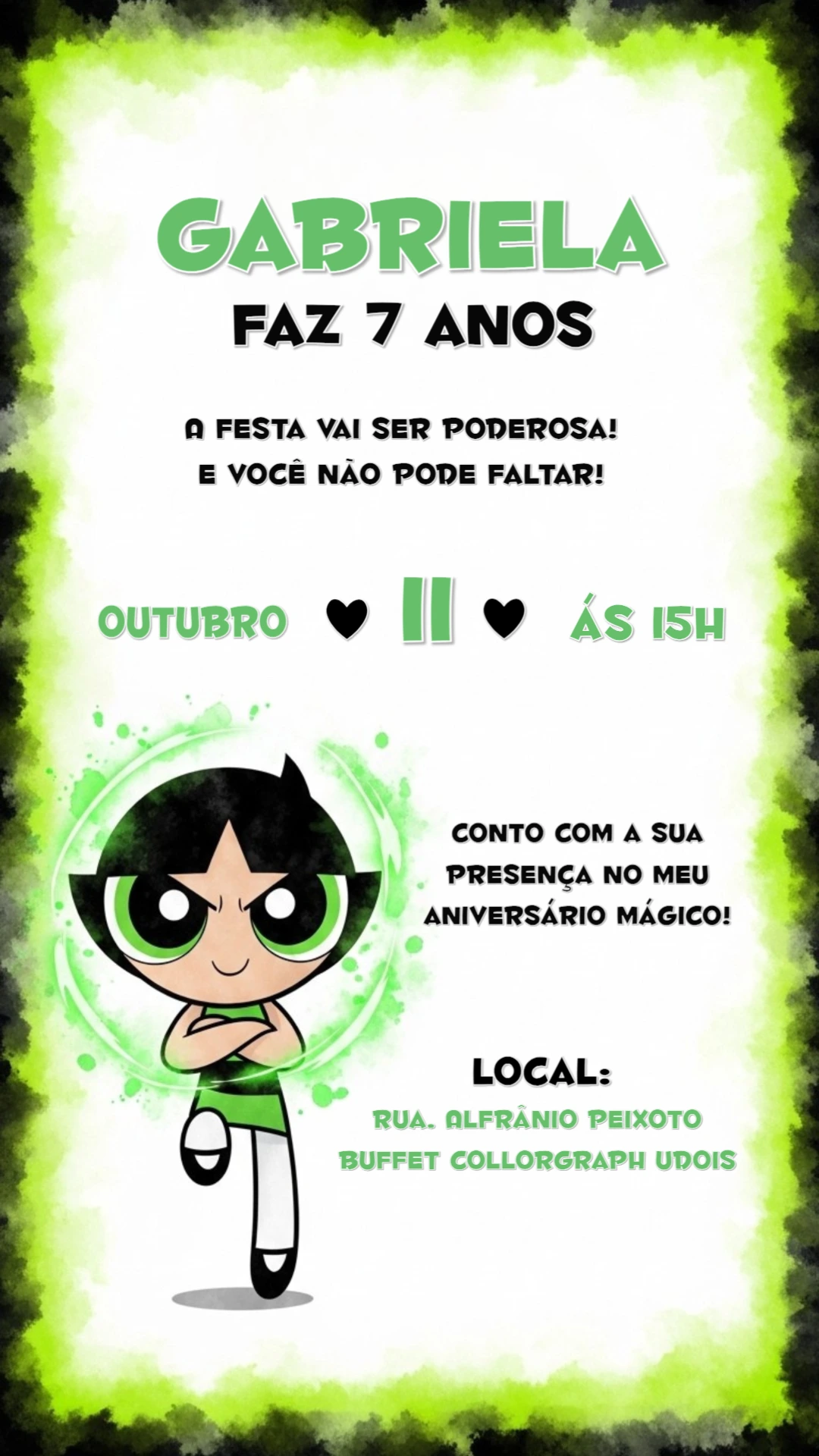 Convite Aniversário Docinho Meninas Super Poderosas para Editar