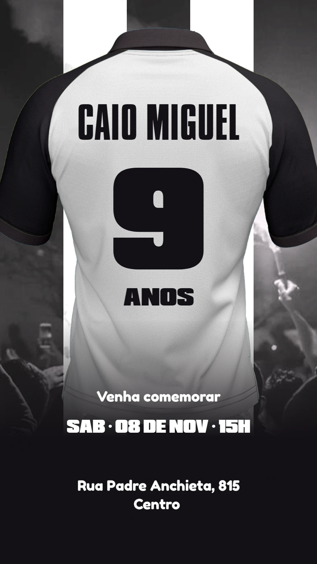 Convite Aniversário Futebol Camisa de Time para Editar Online