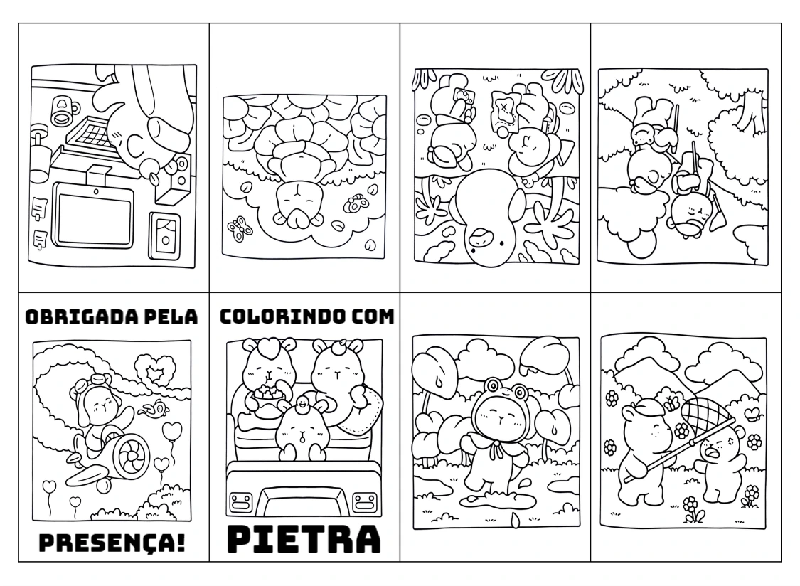 Lembrancinha de Colorir Capivara Editável para Festa