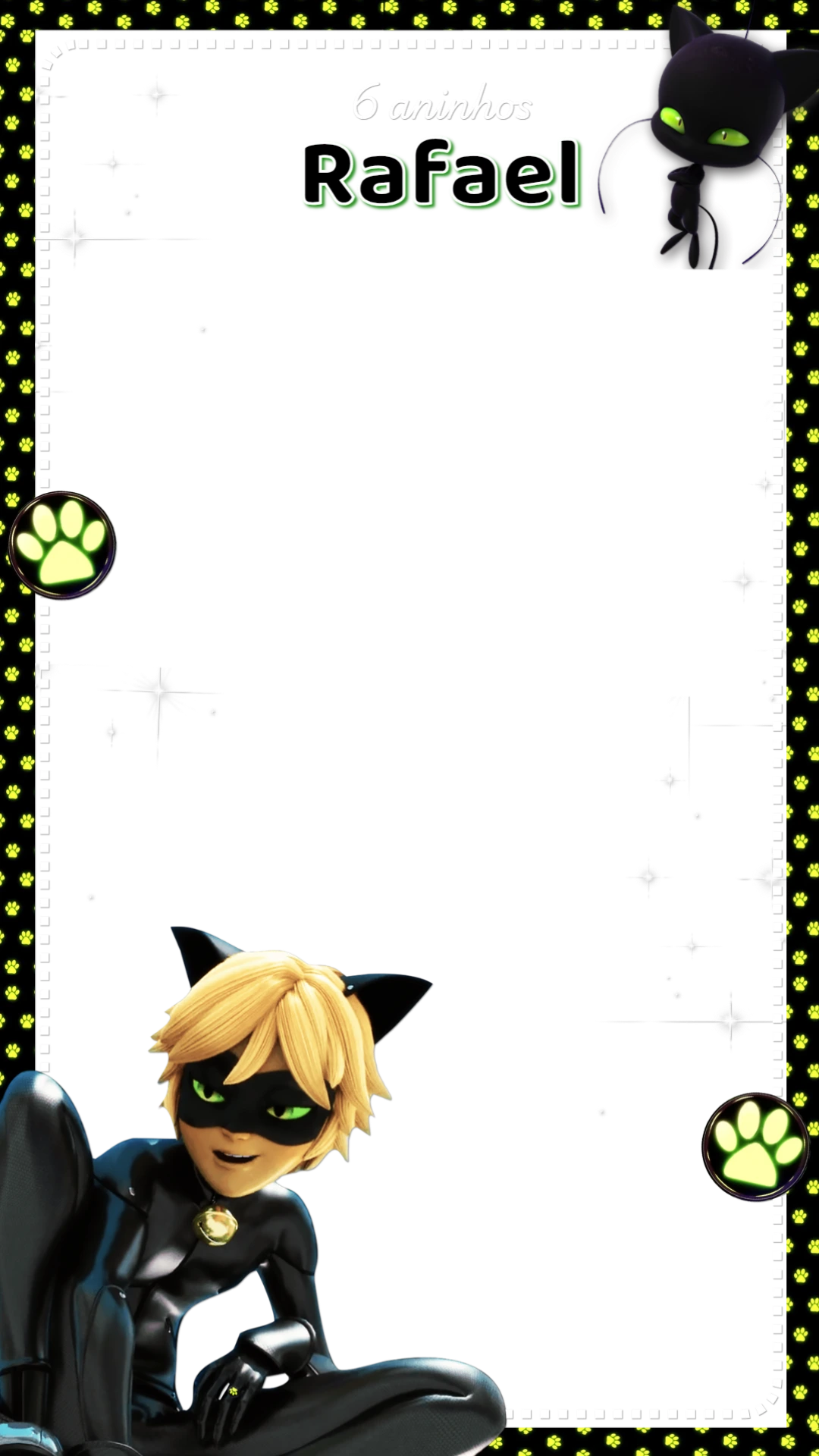 Moldura Aniversário Cat Noir para Stories para Editar Online
